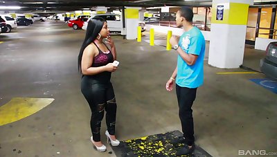 BBW ebony Juicy moans with pleasure while riding a black dude